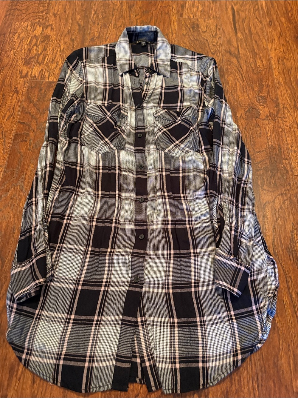 Express plaid button down tunic
